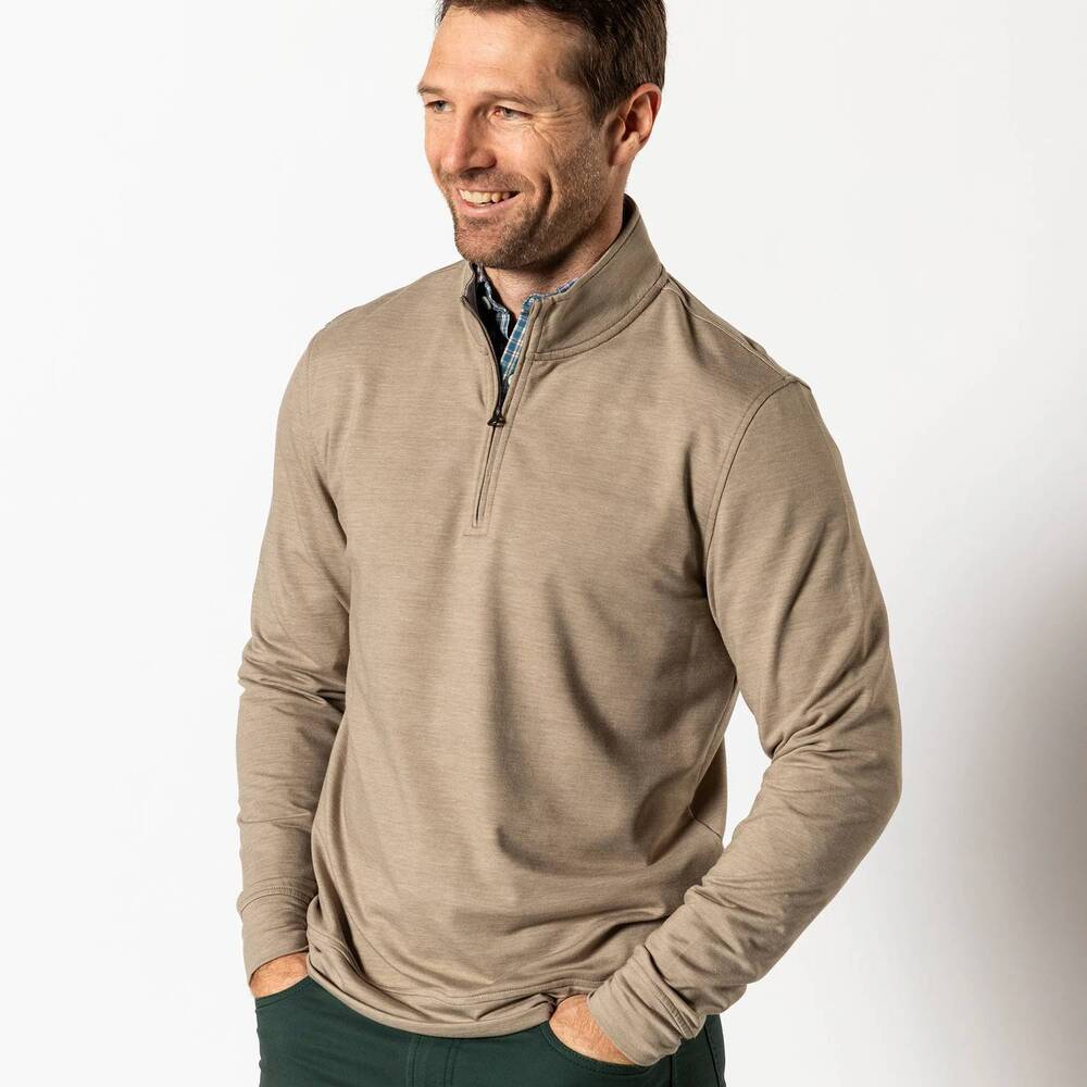 NEW DUCK HEAD long sleeve performance 1/4 dunmore pullover in walnut